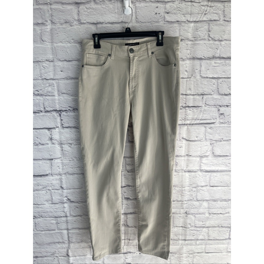 Monfrere Men's Brando Midrise Flat Front Khaki Straight Leg Luxury Jeans Sze 34